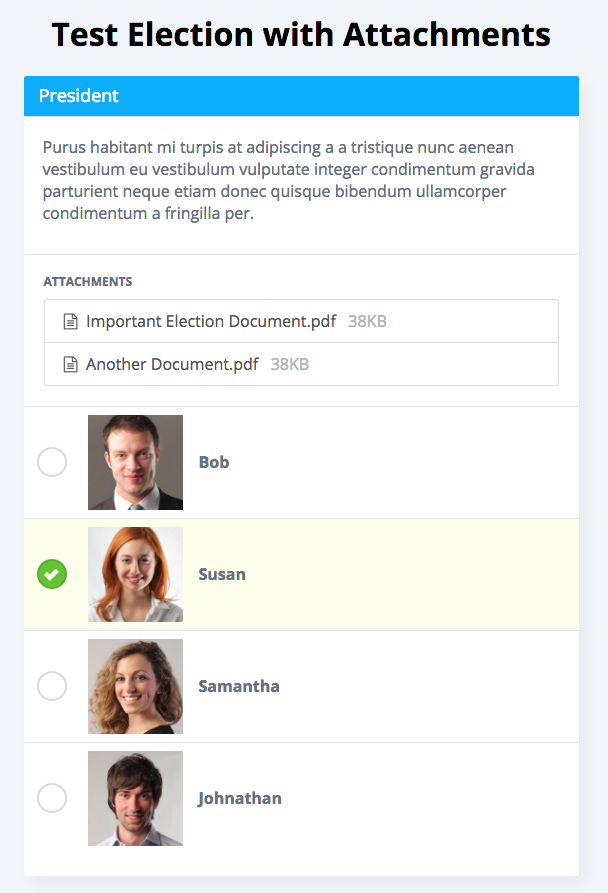 Election Runner Attachments Voting